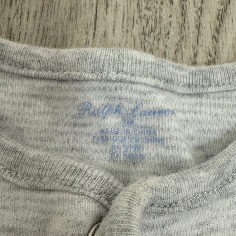 Ralph Lauren Gray and White Footies One Piece